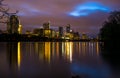 Austin Cityscape At Night Lou Neff Point Skyline Colorado river edge reflection Royalty Free Stock Photo