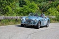 AUSTIN HEALEY 100/4 BN2 1955 on an old racing car in rally Mille Miglia 2018 the famous italian historical race 1927-1957