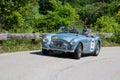 AUSTIN HEALEY 100/4 BN2 1955 on an old racing car in rally Mille Miglia 2018 the famous italian historical race 1927-1957