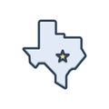 Color illustration icon for Austin, map and skyline Royalty Free Stock Photo