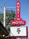 Neon sign for The Austin Motel, an iconic business in Austin, Texas