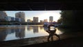 Austin reflecting on the water