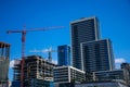 Austin Texas Capital City Star Construction Crane Growing Condos and Skyline Cranes building Royalty Free Stock Photo