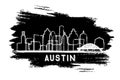 Austin Texas City Skyline Silhouette. Hand Drawn Sketch