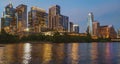 Austin, Texas downtown skyline. Austin morning pink colorful sunrise. Royalty Free Stock Photo