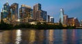 Austin, Texas downtown skyline. Austin morning pink colorful sunrise. Royalty Free Stock Photo