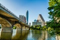 Congress Avenue Bats Bridge and skyscrapers in Austin TX