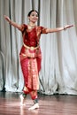 Aruna Kharod performing bharatanatyam classical dance in Blanton Museum of Art. Royalty Free Stock Photo