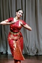 Aruna Kharod performing bharatanatyam classical dance in Blanton Museum of Art. Royalty Free Stock Photo