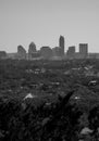 Austin Texas Skyline black and white Verical Mount Bonnell View