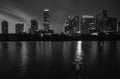 Austin Texas skyline cityscape downtown. USA Austin city. Night sunset city. Reflection in water. Royalty Free Stock Photo