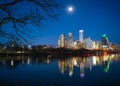 Austin Texas skyline seen at night with modern buildings. Royalty Free Stock Photo
