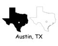 Austin Texas TX State Border USA Map Royalty Free Stock Photo