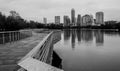 Austin , Texas , USA Abstract Walking Bridge Downtown Skyline Town Lake