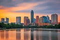 Austin, Texas, USA downtown skyline over the Colorado River Royalty Free Stock Photo