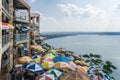 Austin, TX/USA - circa April 2008: Panorama of Lake Travis from The Oasis restaurant in Austin, Texas Royalty Free Stock Photo