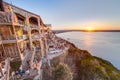 Austin, TX/USA - circa February 2016: Sunset above Lake Travis from The Oasis restaurant in Austin, Texas