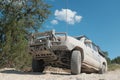 Off-road Toyota truck covered in Mud