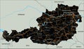 High detailed Austria road map with labeling.