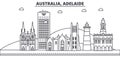 Australia, Adelaide architecture line skyline illustration. Linear vector cityscape with famous landmarks, city sights Royalty Free Stock Photo