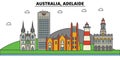Australia, Adelaide. City skyline architecture . Editable