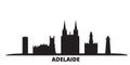 Australia, Adelaide city skyline isolated vector illustration. Australia, Adelaide travel black cityscape