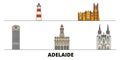 Australia, Adelaide flat landmarks vector illustration. Australia, Adelaide line city with famous travel sights, skyline Royalty Free Stock Photo