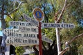 AUSTRALIA, ALICE SPRINGS, AUGUST 07, 2016: Signpost in Alice Springs Royalty Free Stock Photo