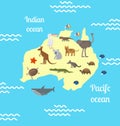 Australia animals world map for children. Royalty Free Stock Photo