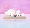 Australia architecture famous landmark at sunset Vector postcards