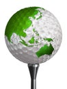 Australia and asia green continent on golf ball Royalty Free Stock Photo