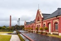 Australia; Aug 2020: Chateau Tanunda, old winery established as cellar. Old industrial brick chimney next to main building.