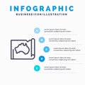 Australia, Australian, Country, Location, Map, Travel Line icon with 5 steps presentation infographics Background Royalty Free Stock Photo