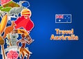 Australia background design. Australian traditional sticker symbols and objects