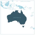 Australia - blue map with neighboring countries and names