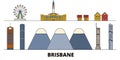 Australia, Brisbane flat landmarks vector illustration. Australia, Brisbane line city with famous travel sights, skyline