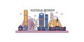 Australia, Brisbane tourism landmarks, vector city travel illustration