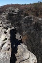 Australia bush fire: rocks burnt trees Royalty Free Stock Photo