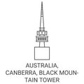 Australia, Canberra, Black Mountain Tower travel landmark vector illustration