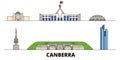 Australia, Canberra flat landmarks vector illustration. Australia, Canberra line city with famous travel sights, skyline