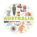 Australia Cartoon Round Background Royalty Free Stock Photo