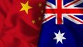 Australia and China Flag - 3D illustration Two Flag