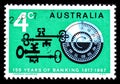 AUSTRALIA - CIRCA 1967: A Cancelled postage stamp from Australia illustrating 150 years of banking in Australia