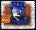 AUSTRALIA - CIRCA 1997: stamp 45 Australian cents printed in Australia shows animal bird Black-necked Stork - Jabiru