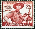 AUSTRALIA - CIRCA 1952: A stamp printed in Australia shows Pan-Pacific Scout Jamboree, Greystanes, circa 1952.