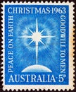 AUSTRALIA - CIRCA 1963: A stamp printed in Australia from the `Christmas` issue shows Christmas Star, circa 1963.