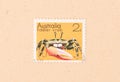 A stamp printed in Australia shows a Fiddler crab, circa 1980 Royalty Free Stock Photo