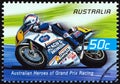 AUSTRALIA - CIRCA 2004: A stamp printed in Australia shows Wayne Gardner Rothmans Honda, circa 2004.