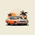 Australia Classic Retro Muscle Car Vector Art Illustration Isolated. Best for Automotive Tshirt Design Royalty Free Stock Photo