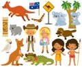 Australia Clipart Set Royalty Free Stock Photo